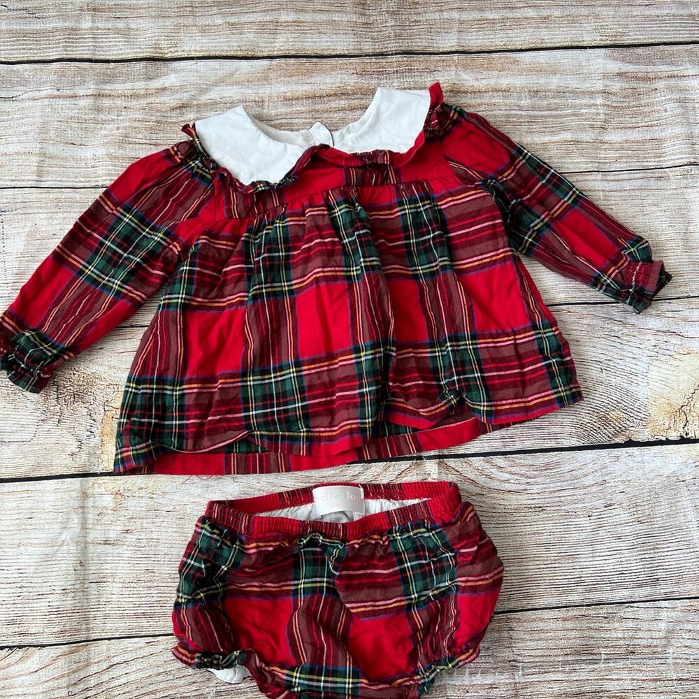 Cecil and Lou Christmas Plaid Bloomer Set (12-18M)